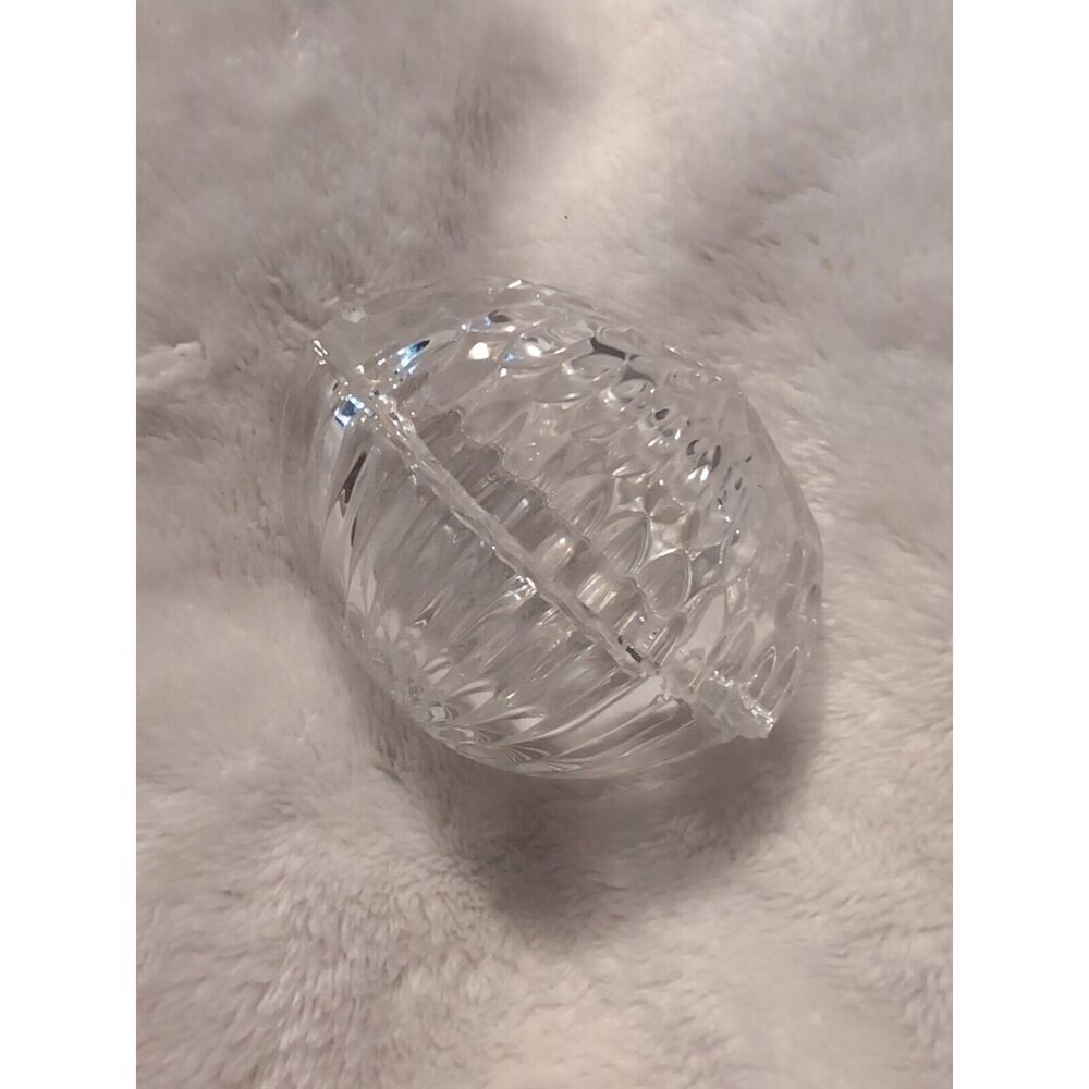 Vintage Zajecar 24% Lead Crystal Oval Egg Shaped Trinket Box Vanity Dresser Box